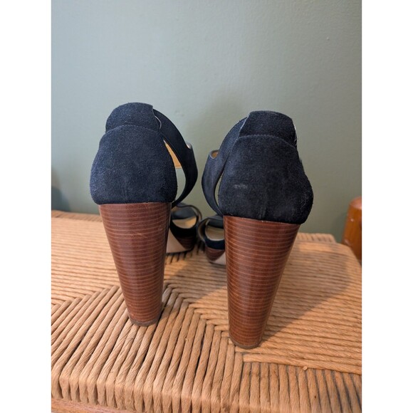 Michael Kors Womens Navy Berkley Suede Platform Sandals Sz 10 Party Clubwear Fun - Picture 6 of 11